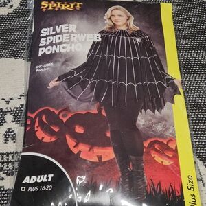 Spirit Silver Spiderweb Poncho Plus Size Costume